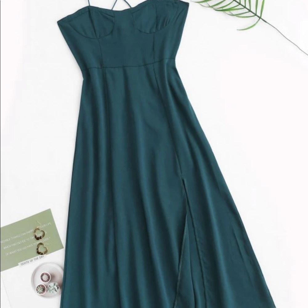 Tie straps midi dress with a split Large
